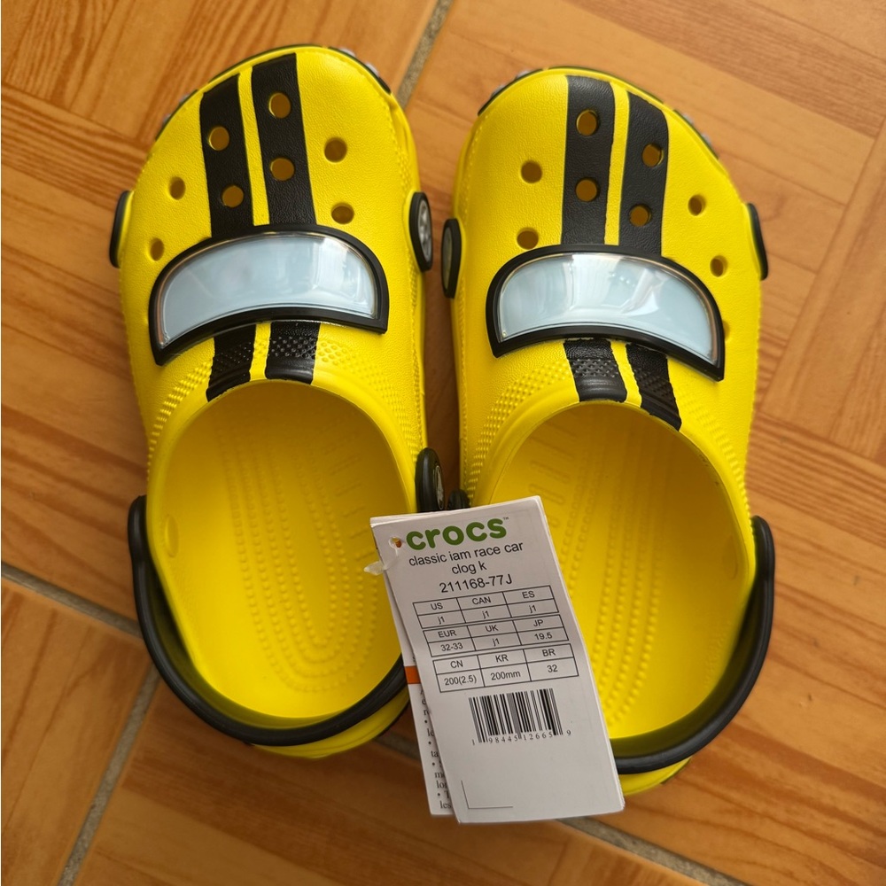Crocs Kids Classic Yellow Race car Clogs